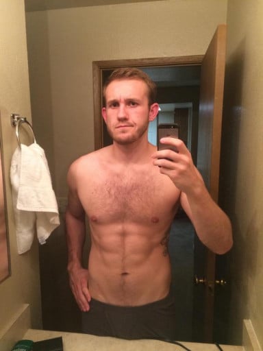 A picture of a 6'2" male showing a fat loss from 220 pounds to 200 pounds. A respectable loss of 20 pounds.
