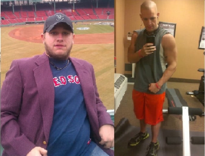 A picture of a 5'9" male showing a weight loss from 235 pounds to 187 pounds. A net loss of 48 pounds.