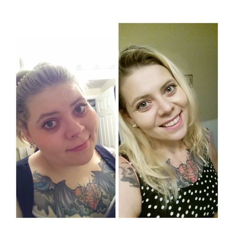 Before and After 107 lbs Weight Loss 5'4 Female 292 lbs to 185 lbs