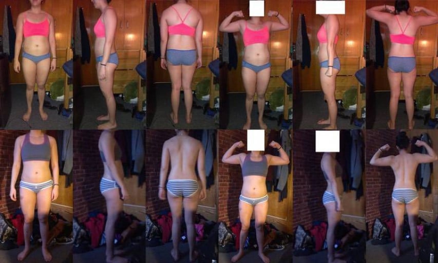 A progress pic of a 5'4" woman showing a snapshot of 131 pounds at a height of 5'4