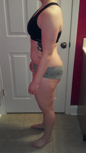 A photo of a 5'4" woman showing a snapshot of 148 pounds at a height of 5'4