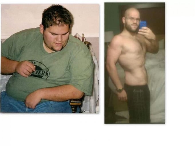 A photo of a 5'8" man showing a weight loss from 365 pounds to 175 pounds. A respectable loss of 190 pounds.