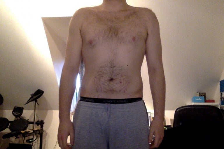 A photo of a 6'1" man showing a weight reduction from 250 pounds to 203 pounds. A respectable loss of 47 pounds.