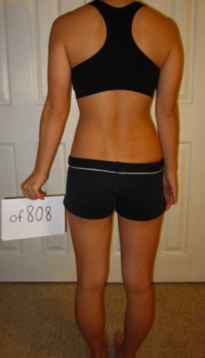 A photo of a 5'1" woman showing a snapshot of 110 pounds at a height of 5'1