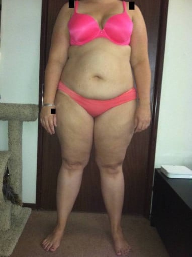 A photo of a 5'7" woman showing a snapshot of 240 pounds at a height of 5'7