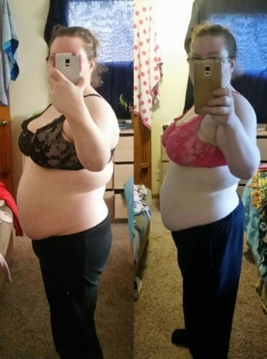 5 foot Female Before and After 20 lbs Weight Loss 205 lbs to 185 lbs