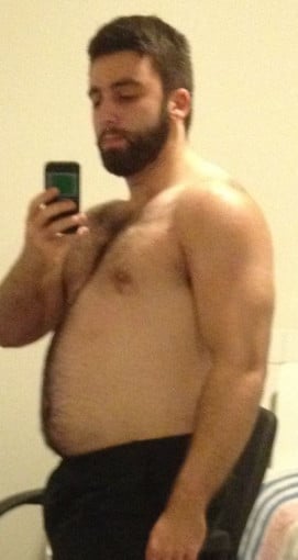A picture of a 5'10" male showing a weight reduction from 227 pounds to 161 pounds. A respectable loss of 66 pounds.