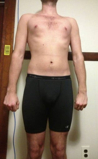 A before and after photo of a 6'4" male showing a snapshot of 190 pounds at a height of 6'4