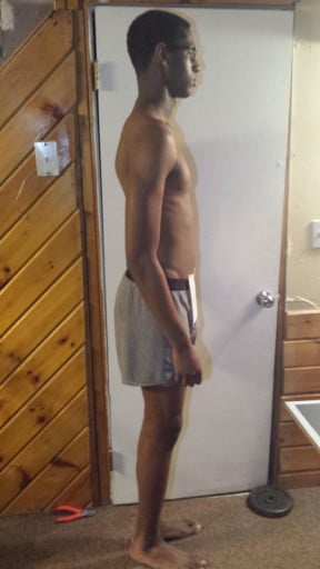 A before and after photo of a 6'4" male showing a snapshot of 170 pounds at a height of 6'4