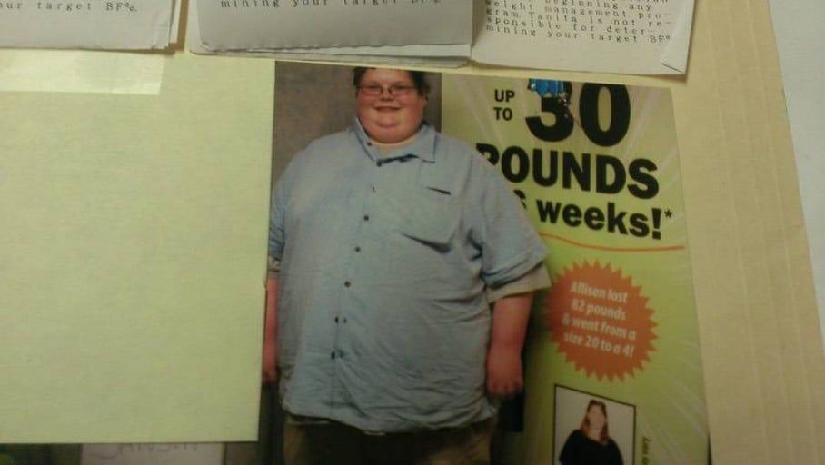 A progress pic of a person at 338 lbs