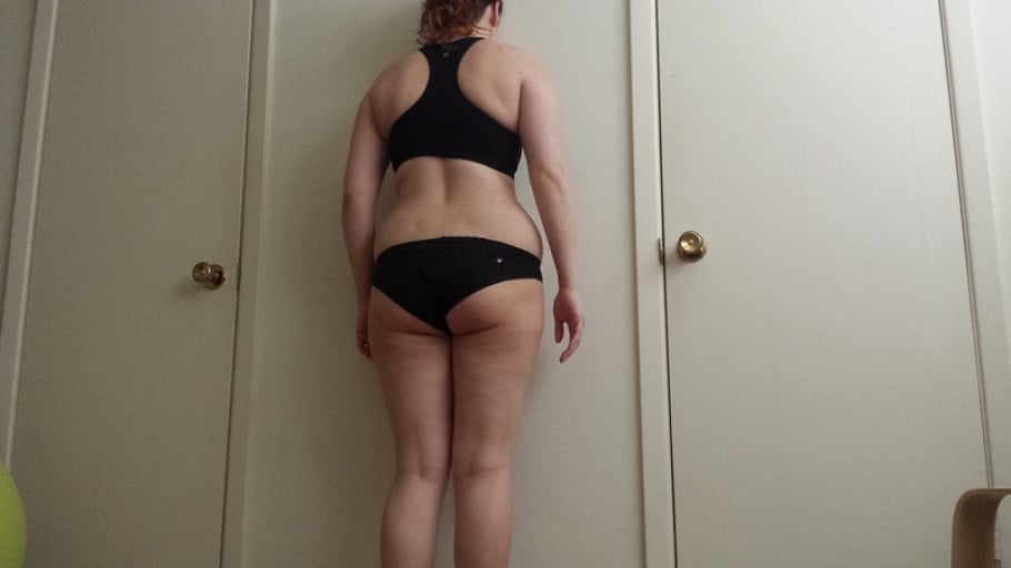 A photo of a 5'4" woman showing a snapshot of 146 pounds at a height of 5'4