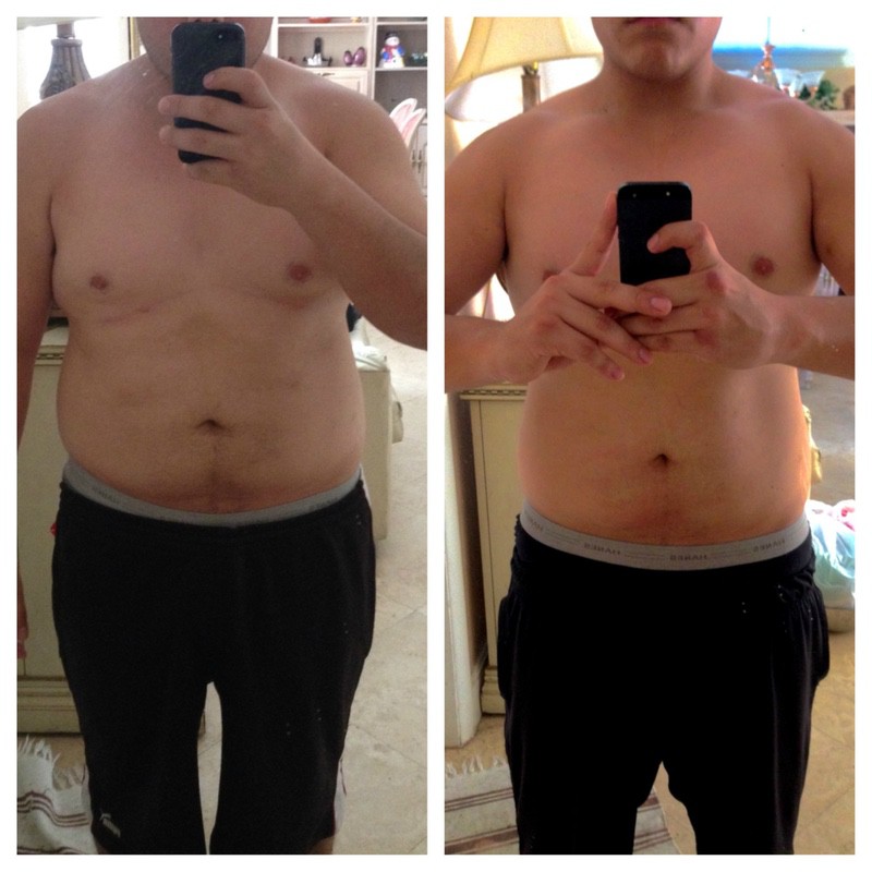 Before and After 45 lbs Weight Loss 5'7 Male 230 lbs to 185 lbs