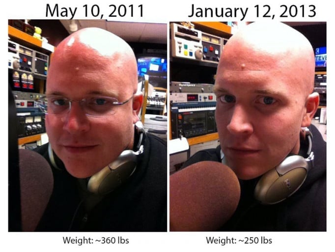 A progress pic of a 6'2" man showing a fat loss from 400 pounds to 220 pounds. A net loss of 180 pounds.