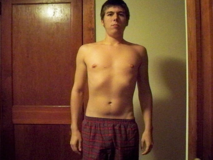A before and after photo of a 5'10" male showing a snapshot of 150 pounds at a height of 5'10