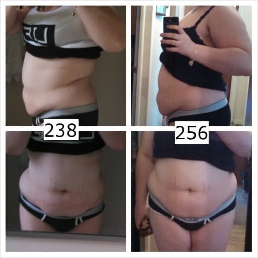 F/21/5'7" [256lbs > 238lbs = 18lbs] (3 months) Long way to go, but a great start!