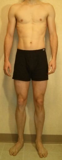 A picture of a 6'1" male showing a weight reduction from 176 pounds to 168 pounds. A net loss of 8 pounds.