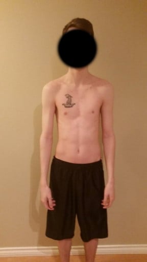 A before and after photo of a 5'9" male showing a weight bulk from 115 pounds to 130 pounds. A respectable gain of 15 pounds.