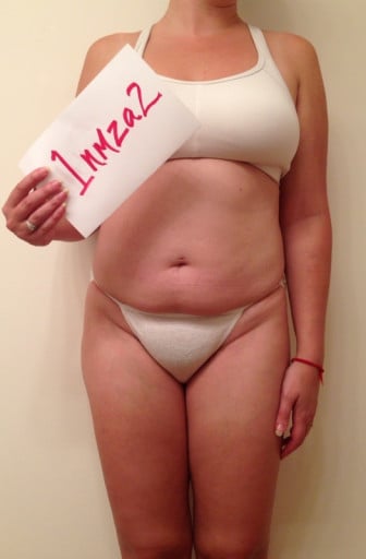 A picture of a 5'4" female showing a snapshot of 155 pounds at a height of 5'4