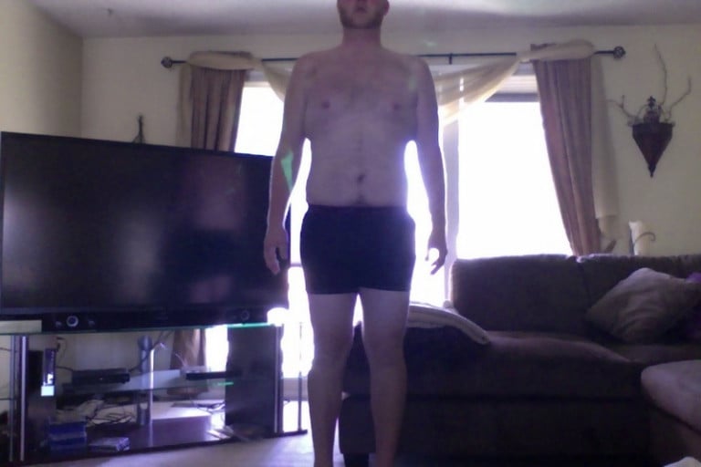 A progress pic of a 6'6" man showing a snapshot of 274 pounds at a height of 6'6
