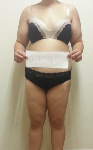 A photo of a 5'5" woman showing a snapshot of 170 pounds at a height of 5'5
