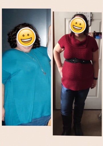 119 lbs Weight Loss Before and After 5'6 Female 330 lbs to 211 lbs