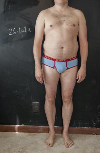 A photo of a 5'10" man showing a snapshot of 201 pounds at a height of 5'10