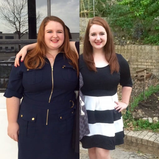 5 feet 7 Female Before and After 84 lbs Weight Loss 299 lbs to 215 lbs