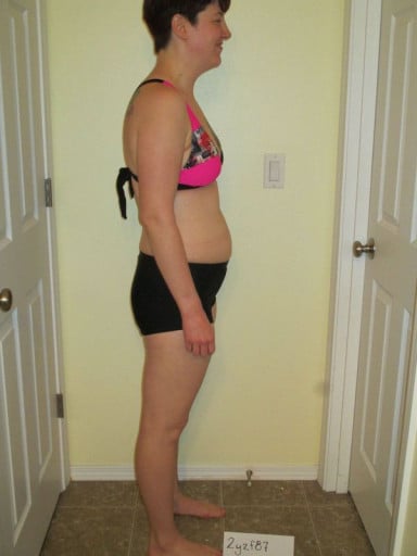 A progress pic of a 5'7" woman showing a snapshot of 160 pounds at a height of 5'7