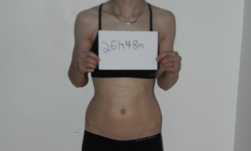 A progress pic of a 5'6" woman showing a snapshot of 113 pounds at a height of 5'6