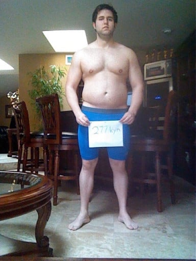 A photo of a 6'0" man showing a snapshot of 235 pounds at a height of 6'0