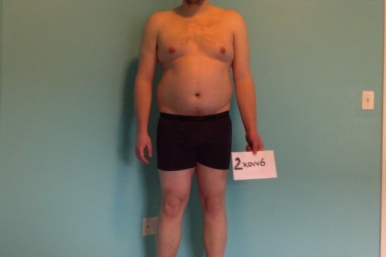 A progress pic of a 6'5" man showing a snapshot of 282 pounds at a height of 6'5
