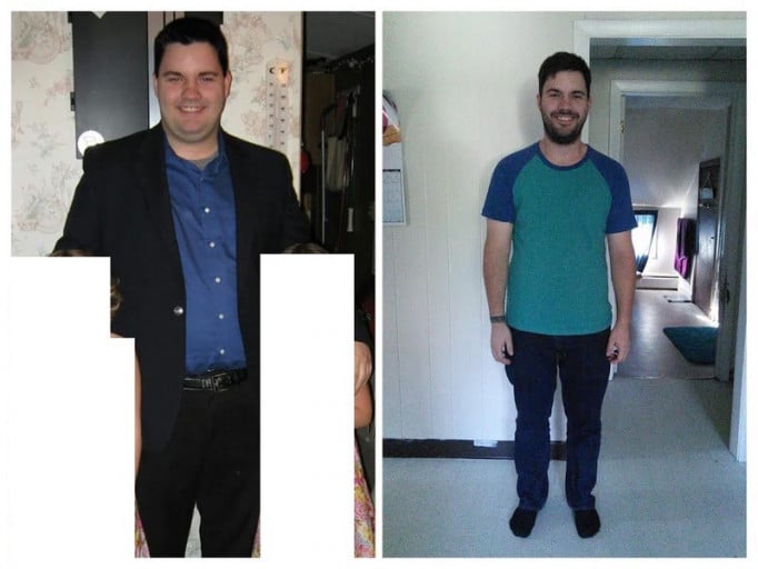 A photo of a 5'11" man showing a fat loss from 280 pounds to 199 pounds. A respectable loss of 81 pounds.