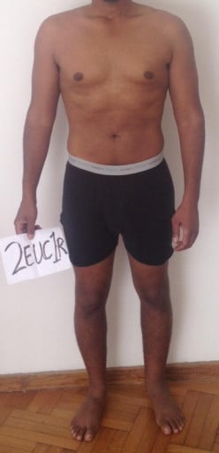 A picture of a 5'8" male showing a snapshot of 165 pounds at a height of 5'8