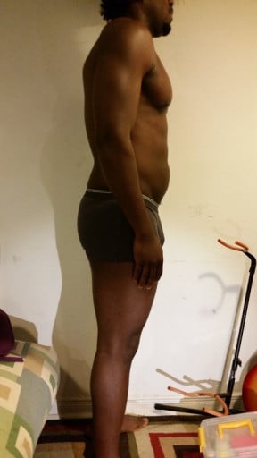 A photo of a 5'8" man showing a snapshot of 173 pounds at a height of 5'8