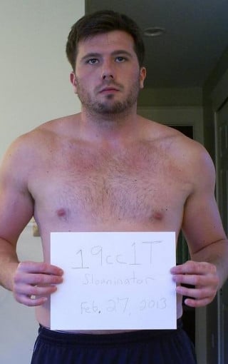 A photo of a 5'11" man showing a snapshot of 218 pounds at a height of 5'11