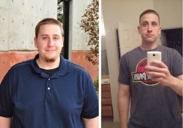 A picture of a 5'10" male showing a weight reduction from 276 pounds to 167 pounds. A total loss of 109 pounds.