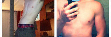 Before and After 40 lbs Muscle Gain 6 feet 1 Male 130 lbs to 170 lbs