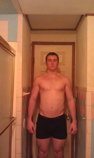 A before and after photo of a 6'1" male showing a snapshot of 190 pounds at a height of 6'1