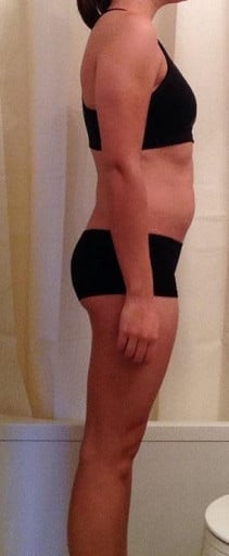 A progress pic of a 5'7" woman showing a snapshot of 149 pounds at a height of 5'7
