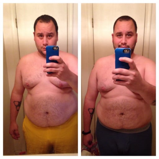 5'10 Male Before and After 29 lbs Fat Loss 290 lbs to 261 lbs