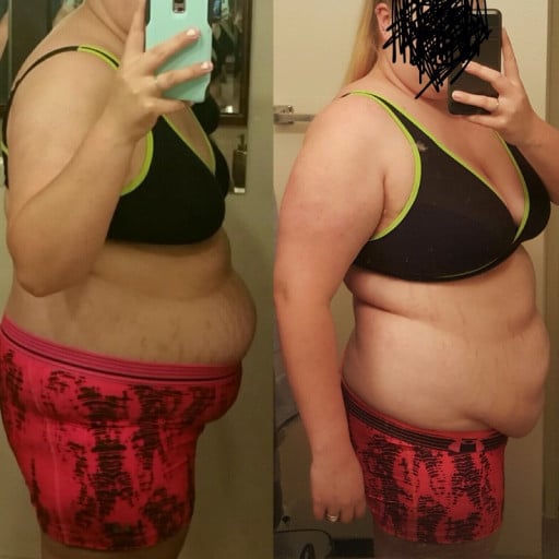 5'8 Female 19 lbs Fat Loss Before and After 270 lbs to 251 lbs