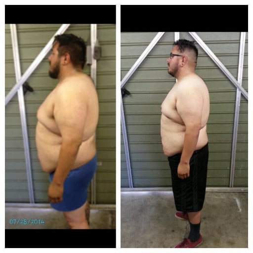 A picture of a 6'2" male showing a fat loss from 355 pounds to 314 pounds. A net loss of 41 pounds.