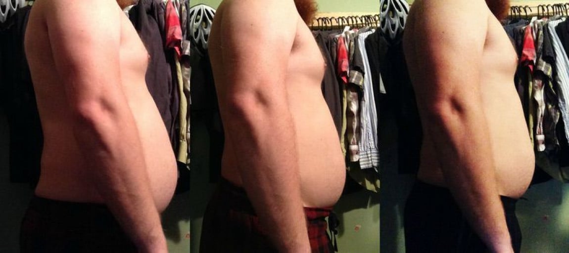 A photo of a 5'8" man showing a weight cut from 200 pounds to 188 pounds. A total loss of 12 pounds.