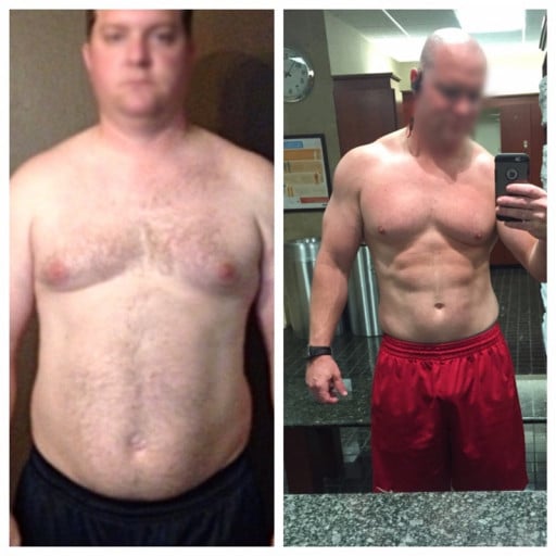 A picture of a 6'0" male showing a weight loss from 234 pounds to 215 pounds. A total loss of 19 pounds.