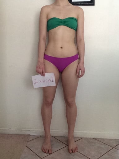 A picture of a 5'6" female showing a snapshot of 135 pounds at a height of 5'6