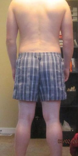 A before and after photo of a 5'10" male showing a snapshot of 186 pounds at a height of 5'10