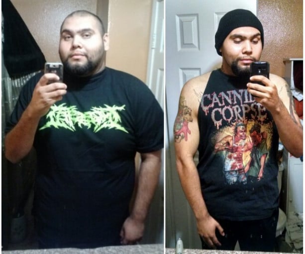 6 foot 2 Male Before and After 120 lbs Fat Loss 345 lbs to 225 lbs