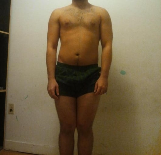 A progress pic of a 5'5" man showing a snapshot of 170 pounds at a height of 5'5