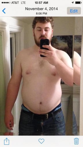 A picture of a 6'0" male showing a fat loss from 240 pounds to 203 pounds. A total loss of 37 pounds.