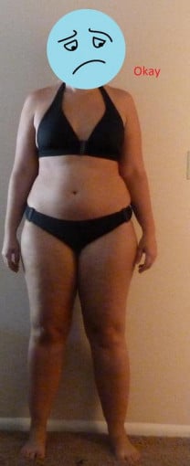 A picture of a 5'7" female showing a snapshot of 187 pounds at a height of 5'7